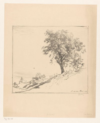 Krajina se stromem na hrázi v Dieren Strom na hrázi (původní název) od Willem Bastiaan Tholen (signed by artist)