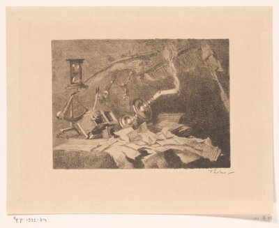 Zátiší s padajícími a rozbitými předměty Konec (původní název) od Willem Bastiaan Tholen (signed by artist)