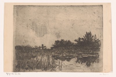 Jezero s rákosem a vodním mlýnem, nedaleko Giethoornu Kolk s vodním mlýnem (Giethoorn) (původní název) od Willem Bastiaan Tholen