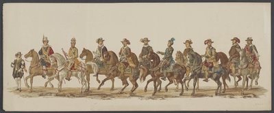 Delftská přehlídka 1862, čtvrtá skupina Čtvrtý lustrum Královské akademie v Delftu - Ao. 1862 - Costumed Optogt (název série na předmětu) od Willem Bernardus IJzerdraat