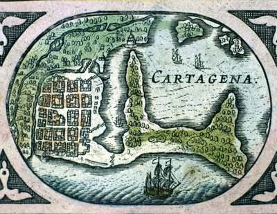 Cartagena v Kolumbii z atlasu W. Blaeua od Willem Blaeu