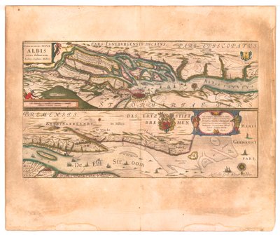 Celeberrimi Fluvii Albis nova delineatio (Velmi slavná řeka Labe nově vytyčena.) od Willem Blaeu