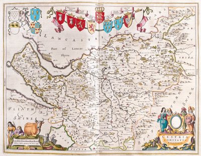 Chester, v "Theatrum Orbis Terrarum, sive Atlas Novus" Willema Blaeua, Amsterdam od Willem Blaeu