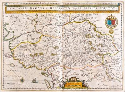 Pobřeží a města Nantes a Rochelle, v "Theatrum Orbis Terrarum, sive Atlas Novus" Willema Blaeua, Amsterdam od Willem Blaeu