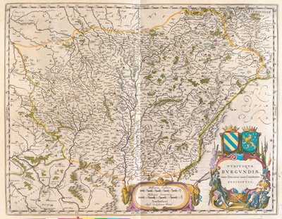 Crevant - Montbeliard - Varennes-sur-allier, v "Theatrum Orbis Terrarum, sive Atlas Novus" Willema Blaeua, Amsterdam od Willem Blaeu