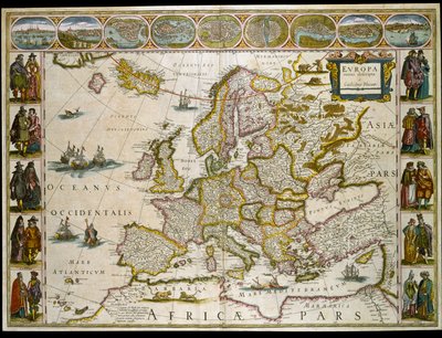 Mapa Evropy. (rytina od Willem Blaeu