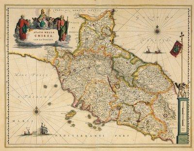 Mapa regionu Toskánsko, z Atlasu od Willema Janszoona Blaeu od Willem Blaeu