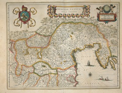 Mapa benátské domény, z Regionum Italiae od Willema Blaeu, rytina od Willem Blaeu