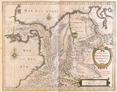 Panama, Kolumbie a část Ekvádoru a Venezuely, v "Theatrum Orbis Terrarum, sive Atlas Novus" Willema Blaeua, Amsterdam. od Willem Blaeu