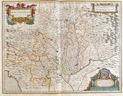 Piemont, Itálie, v "Theatrum Orbis Terrarum, sive Atlas Novus" Willema Blaeua, Amsterdam od Willem Blaeu