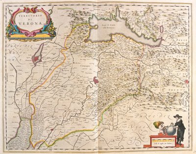 Verona, Itálie, v "Theatrum Orbis Terrarum, sive Atlas Novus" Willema Blaeua, Amsterdam od Willem Blaeu