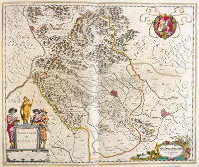 Vicenza, Itálie, v "Theatrum Orbis Terrarum, sive Atlas Novus" Willema Blaeua, Amsterdam od Willem Blaeu