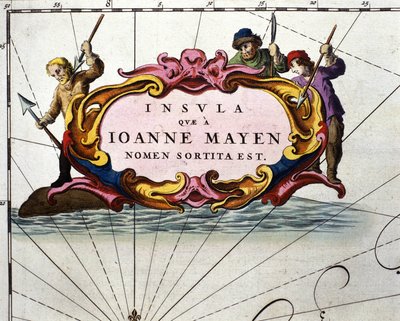 Lovci velryb vyobrazení na desce Atlasu Williama Blaeu, vytištěném v Amsterdamu v roce 1656. od Willem Blaeu