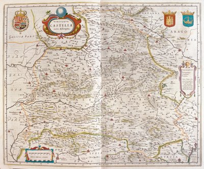 Zaragoza, Valencie, Alicante, Cartagena, Madrid, Cordoba, Sevilla, Salamanca, Palencia, Segovia, Toledo, Cuenca, Granada, v "Theatrum Orbis Terrarum, sive Atlas Novus" Willema Blaeua, Amsterdam. od Willem Blaeu