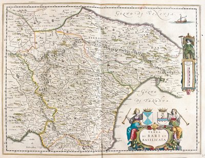 města Bari a Basilicata, Itálie, v "Theatrum Orbis Terrarum, sive Atlas Novus" Willema Blaeua, Amsterdam. od Willem Blaeu