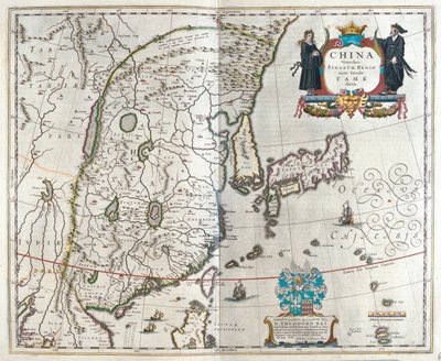 první z Blaeuových map Číny, v "Theatrum Orbis Terrarum, sive Atlas Novus" Willema Blaeua, Amsterdam. od Willem Blaeu