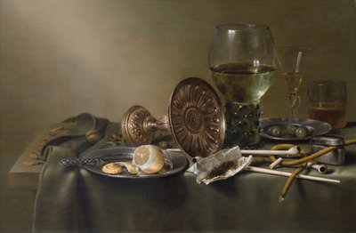 Zátiší se sklenicemi a tabákem od Willem Claesz. Heda