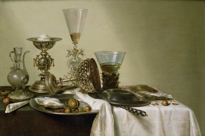 Zátiší s ústřicemi a ořechy, 1637 od Willem Claesz. Heda