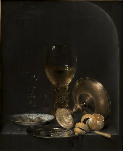 Stálý život. Snídaňový kousek v kamenném výklenku od Willem Claesz. Heda