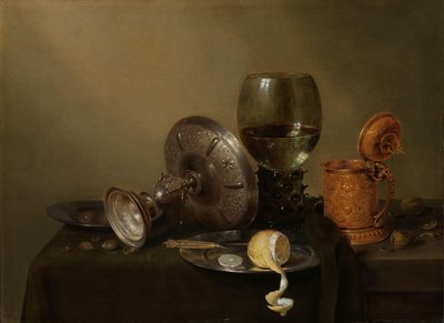 Zátiší s pozlacenou pivní nádrží od Willem Claesz. Heda