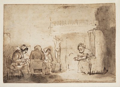 Ženy u krbu v Rembrandtově domě od Willem Drost