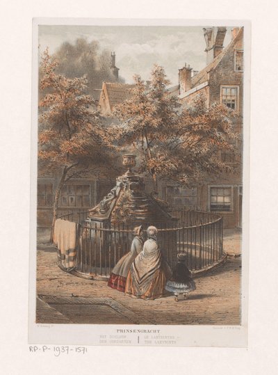 Fontána v bludišti v Amsterdamu Prinsengracht bludiště / der Irrgarten / le labyrinthe / labyrint (název na předmětu) od Willem Hekking jr.