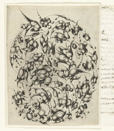 Zlatnická kytice se stylizovanými květy a listy Looff-werck Boeck Seer Constich Geteijckent (název série) od Willem Hondius