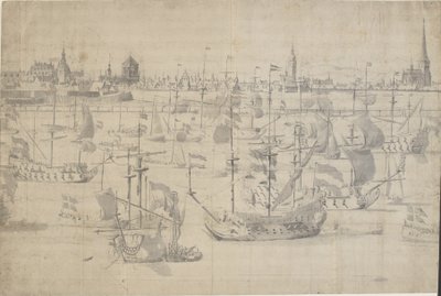 Nizozemská flotila na Copenhagen Red 1658 od Willem I van de Velde