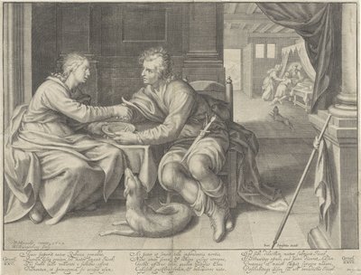 Ezau prodává své prvorozenství Jákobovi od Willem Isaacsz. van Swanenburg