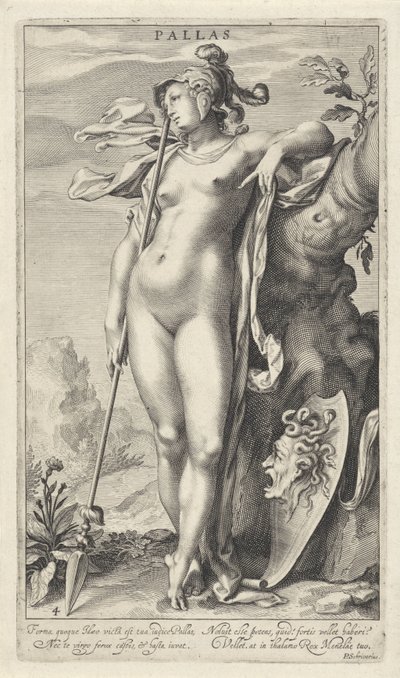 Minerva u stromu Pallas (název na objektu) Judgment of Paris (název série) od Willem Isaacsz. van Swanenburg