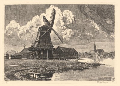 Větrný mlýn de Bonte Hen od Willem Jansen (graveur) (signed by artist)