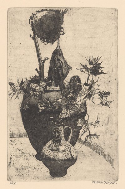 Zátiší s uschlé slunečnice od Willem Jansen (graveur) (signed by artist)
