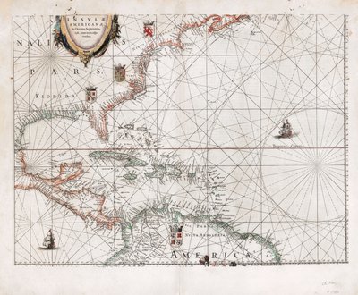Insvlæ Americanæ in Oceano Septentrionali cum terris adjacentibus. LOC 2003630536 od Willem Janszoon Blaeu