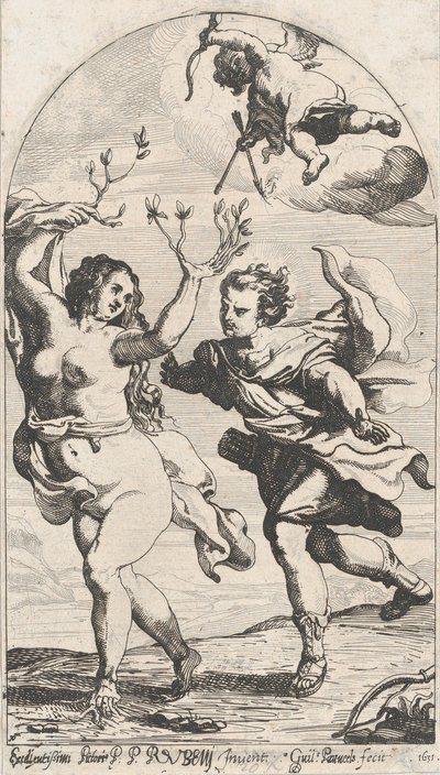 Daphne prchající před Apollem s Amorem nad hlavou, 1631. od Willem Panneels