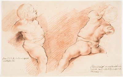 Kentaur pokořen Cupidem. Skupina starožitných soch. Dvě studie Amora, jedna při pohledu zprava, druhá zezadu od Willem Panneels