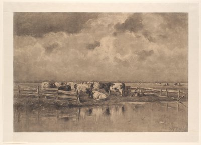 Milk ohyb na Schie od Willem Roelofs (I) (signed by artist)