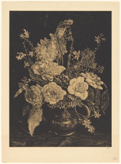 Květiny ve váze od Willem Roelofs (II) (signed by artist)