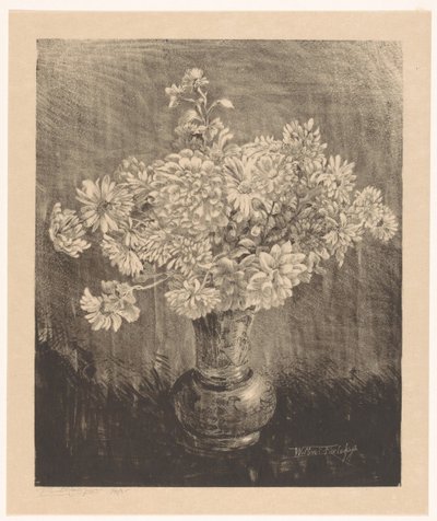 Chryzantémy ve váze od Willem Roelofs (II) (signed by artist)