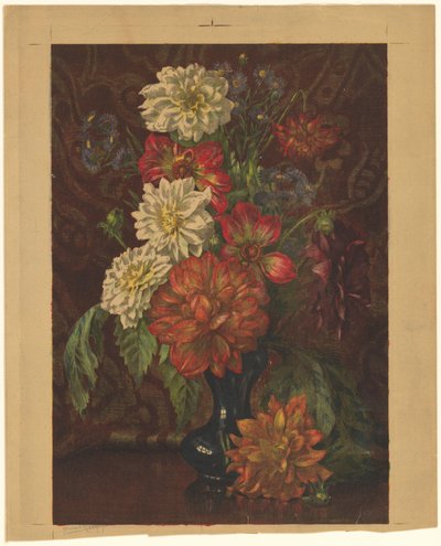 Váza s jiřinami od Willem Roelofs (II) (signed by artist)