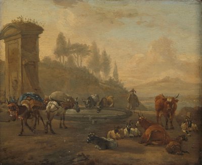 Hospodářská zvířata u fontány od Willem Romeyn