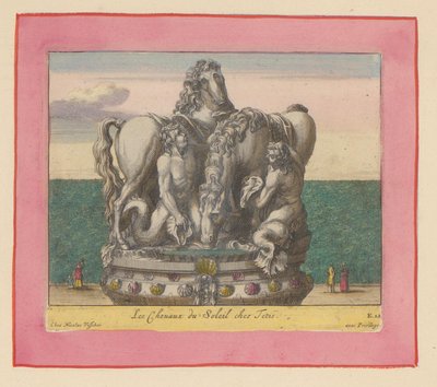 Statue der Sonnenpferde, betreut von zwei Tritonen od Willem Swidde
