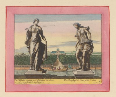 Statuen einer Nymphe mit Lorbeerkranz und einer Tänzerin od Willem Swidde
