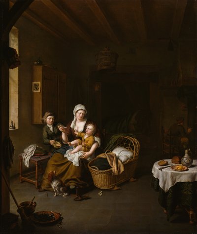 Matka krmící své dítě (šťastná matka) od Willem Van Mieris