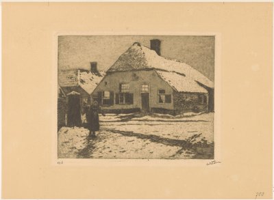 Zasněžené domy na silnici v Ede od Willem Witsen (signed by artist)