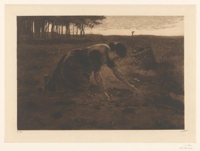 Klečící sklízeč brambor od Willem Witsen (signed by artist)