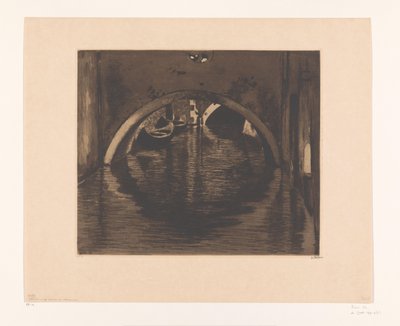 Pohled pod most se dvěma veslicemi Pod mostem, Benátky (původní název) od Willem Witsen (signed by artist)
