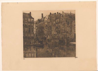 Oudezijds Voorburgwal a Oudezijds Kolk v Amsterdamu od Willem Witsen (signed by artist)