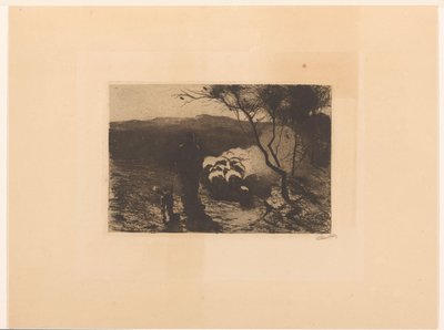Ovčák se psem za jeho stádem od Willem Witsen (signed by artist)