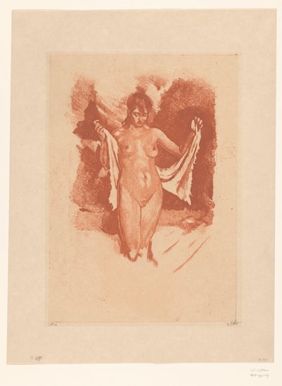 Stojící nahá žena, která se suší od Willem Witsen (signed by artist)
