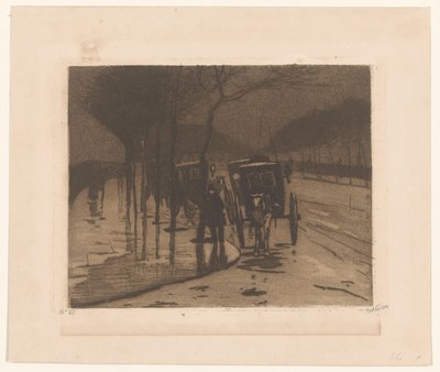Čekající kočáry na Victoria Embankment v Londýně od Willem Witsen (signed by artist)